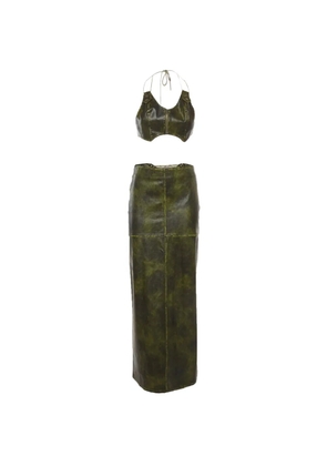 424 Lace-up maxi skirt set - Green
