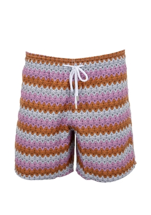 Mary Katrantzou geometric-print drawstring swim shorts - Orange