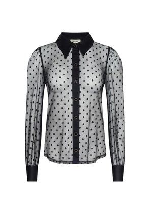 L'Agence Sophia polka-dot mesh blouse - Black