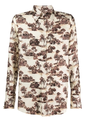 DSQUARED2 monster truck-print silk shirt - Neutrals