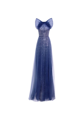Gemy Maalouf sequin-embellished bow-detail dress - Blue