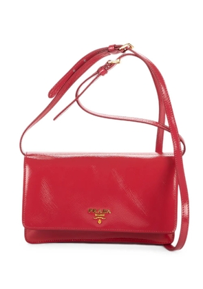 Prada Pre-Owned logo-plaque leather shoulder bag - Red