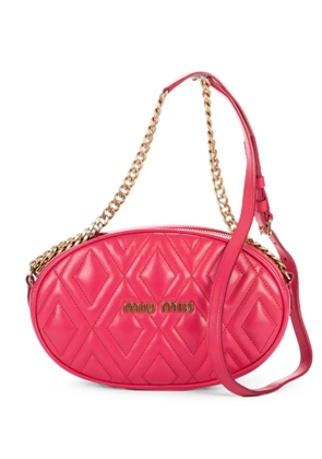 Miu Miu Pre-Owned quilted oval cross body bag - Pink