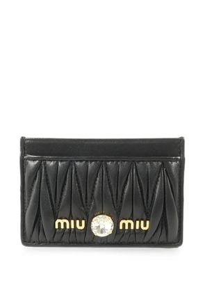 Miu Miu Pre-Owned matelassé crystal-embellished card case - Black