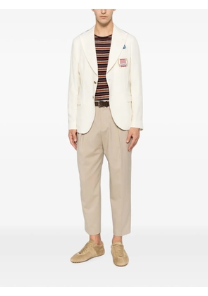 Manuel Ritz logo-embroidered peak-lapel jacket - Neutrals
