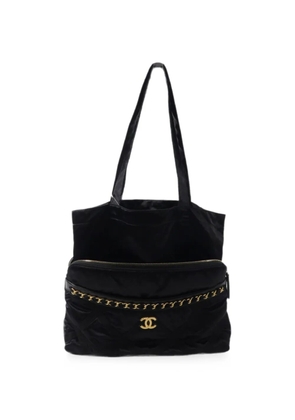 CHANEL Pre-Owned logo-plaque tote bag - Black