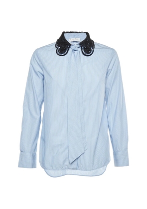 SANDRO lace-collar striped shirt - Blue