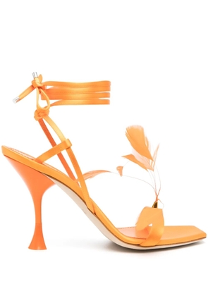 3juin Kimi feather satin sandals - Orange