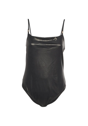 Versace Pre-Owned metallic-effect logo-accent swimsuit - Black