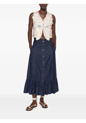 FARM Rio butterfly-appliqué floral-print vest - White