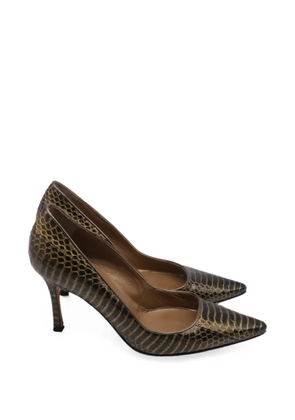 Manolo Blahnik 2010s python-effect pumps - Black