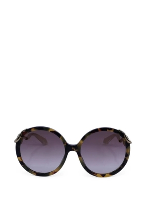 Roberto Cavalli snake-detail round-frame sunglasses - Brown