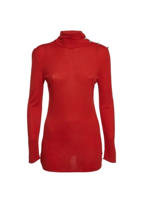 Balmain Pre-Owned button-detail roll-neck knit - Red