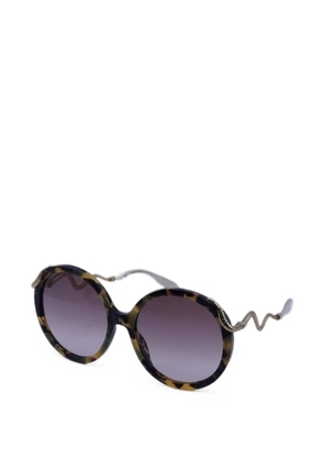 Roberto Cavalli snake-detail round-frame sunglasses - Brown