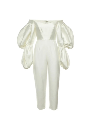 Solace London Alba puff-sleeve jumpsuit - White