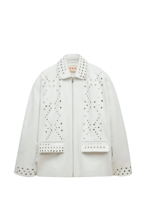 Marni white leather jacket with studs