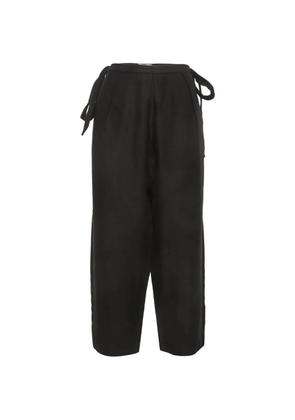 Saint Laurent Pre-Owned pleated side-tie straight-leg trousers - Black