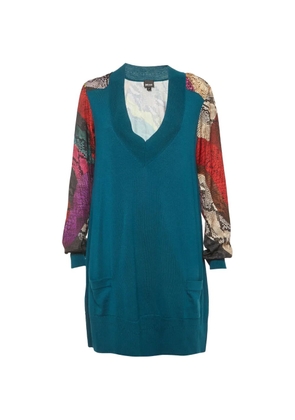 Just Cavalli Vintage snake-print knit sweater - Blue