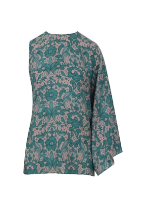 Gianluca Capannolo lace-print one-shoulder top - Green