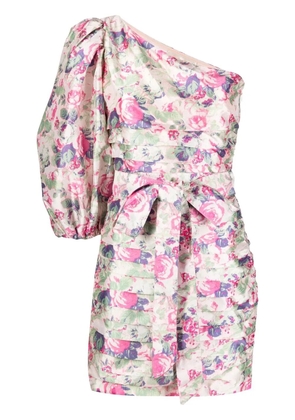 LoveShackFancy floral-print one-shoulder dress - Neutrals