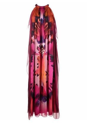 Alberta Ferretti graphic-print silk gown - Purple
