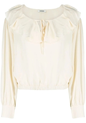 SANDRO Tino ruffle-collar blouse - Neutrals
