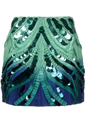 Alberta Ferretti sequinned pleat mini skirt - Blue