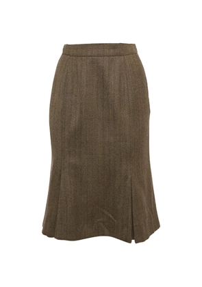 Saint Laurent Pre-Owned herringbone midi skirt - Brown