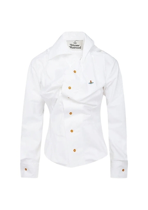Vivienne Westwood draped Orb-embroidered shirt - White