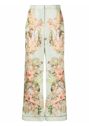 Alberta Ferretti botanical-print wide-leg trousers - Green