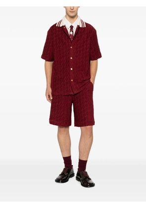 Drôle De Monsieur monogram-jacquard striped-collar shirt - Red