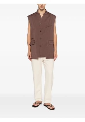 Costumein contrast-stitching sleeveless gilet - Brown