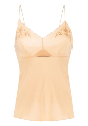 Alberta Ferretti floral-embroidered silk cami - Neutrals