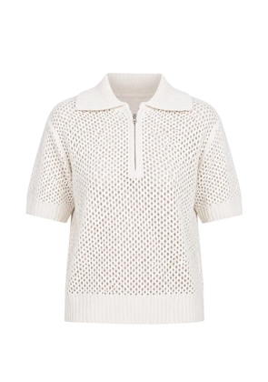 White + Warren mesh-knit polo shirt