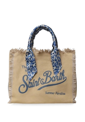 MC2 Saint Barth fringed logo-print tote bag - Neutrals