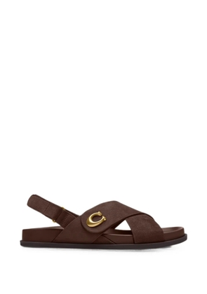 Coach logo-plaque crossover-strap sandals - Brown