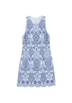 Rebecca Vallance Blooming Lanterns guipure-lace scalloped-hem mini dress - Blue