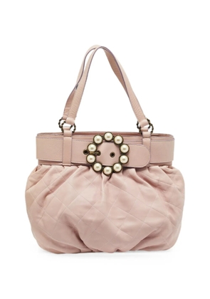 Moschino Pre-Owned pearl embellished quilted leather tote bag - Pink