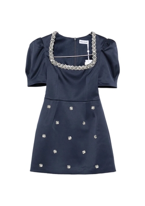Rebecca Vallance Ayla crystal-embellished puff-sleeve mini dress - Blue