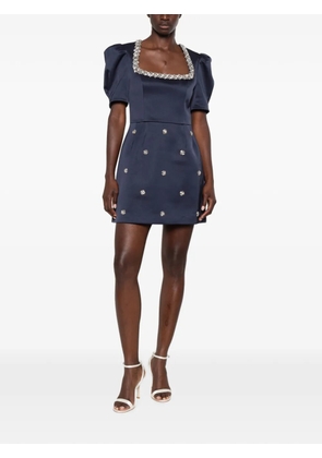 Rebecca Vallance Ayla crystal-embellished puff-sleeve mini dress - Blue