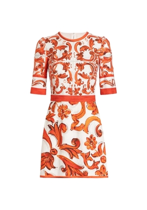 Dolce & Gabbana majolica-print short dress - White