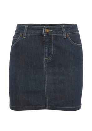 Gucci Pre-Owned logo-patch denim mini skirt - Blue