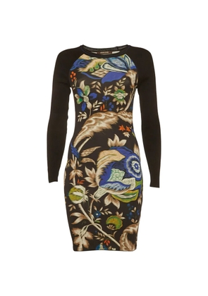 Roberto Cavalli Vintage floral-print rib-knit dress - Black