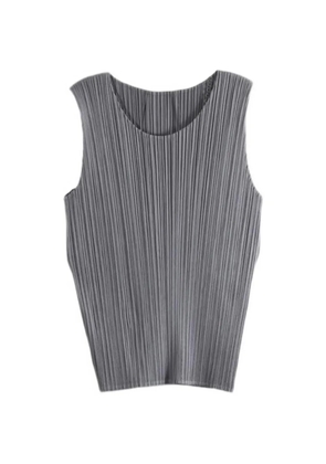 Pleats Please Issey Miyake pleated sleeveless top - Grey