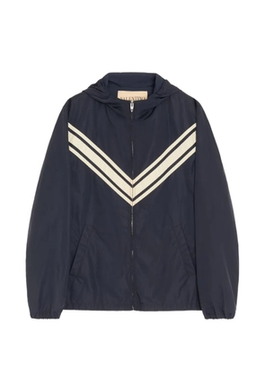 Valentino Garavani lightweight nylon hooded windbreaker with inlaid V - Blue