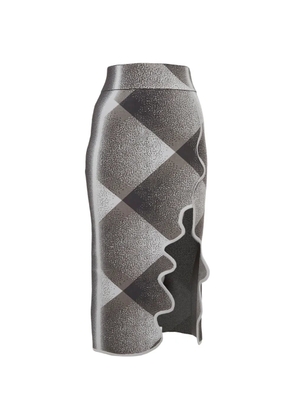424 plaid curvy-slit midi skirt - Grey