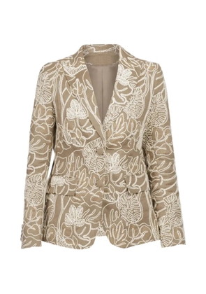Maurizio Massimino leaf-embroidered single-breasted blazer - Neutrals