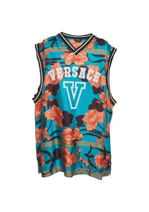 Versace Pre-Owned Acid Bouquet-print college-fit tank top - Blue