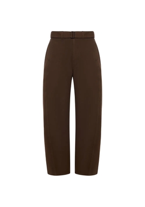 LEMAIRE belted vertical-seam trousers - Brown