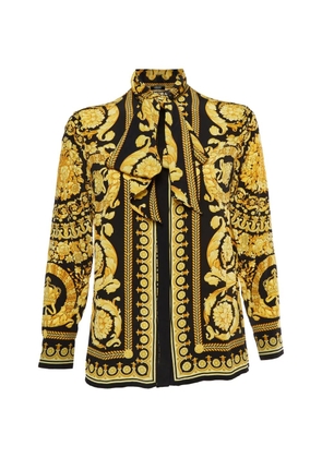 Versace Pre-Owned Barocco print pussy-bow shirt - Black